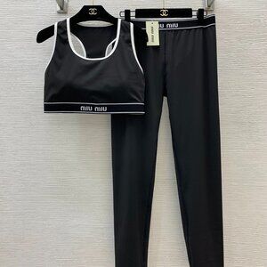 Miu Miu Black Activewear Set - Sports Bra & Leggings Sz S